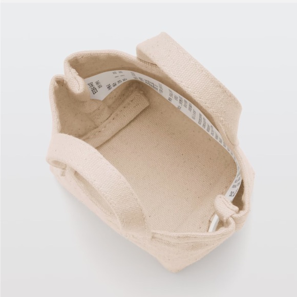 NWT Muji Mini Canvas Tote Bag Natural Beige From Japan - Picture 5 of 9